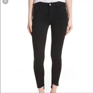 Frame Denim Le High Skinny Staggered Raw Hem Black 27